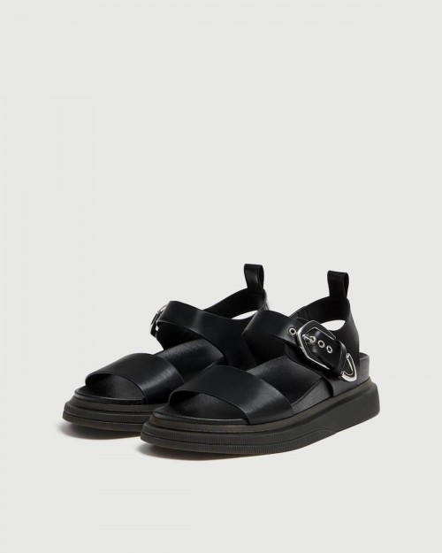 High quality black sole sandals
